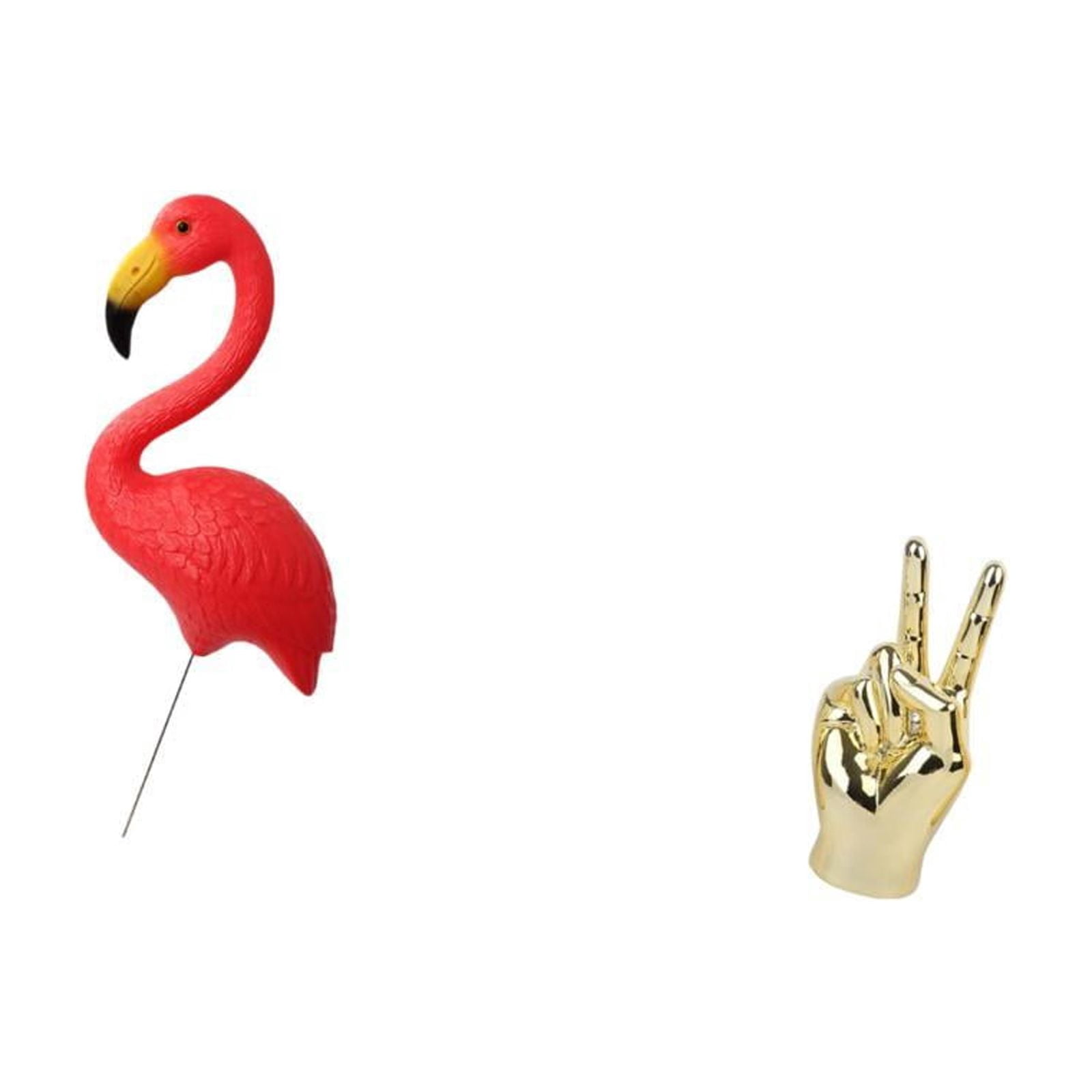 simhoa Flamingo Fairy Garden Sculpture Ornament with Hand Gesture Figurine for Creative Home Living Room Cabinet Shelf Decoration and Holiday Spring Yard Art