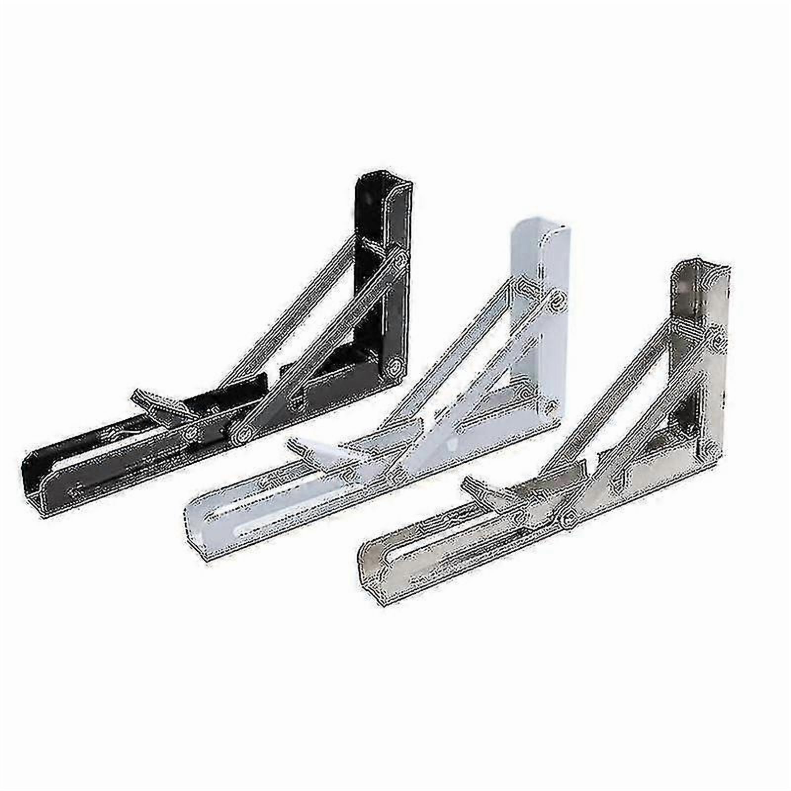 2pcs Folding Shelf Brackets - Heavy Duty Metal Collapsible Triangle Shelf Bracket, Diy Wall Mounted Folding Table Hinge, Space Saving For Bench Table-6in