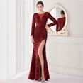 thumbnail image 3 of Elegante vestido de noche de cola de pez Aura Queen con lentejuelas y manga larga para banquete, 3 of 5