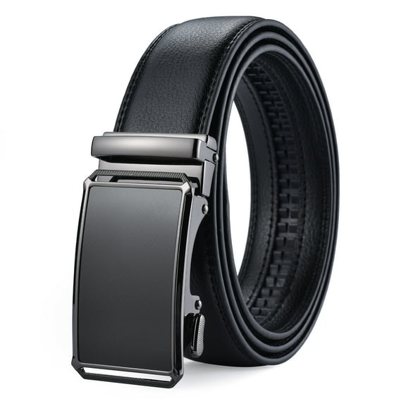 Mens Belt Ratchet Belt, Hoyotik Automatic Buckle Belt Dress with 1 3/8" Genuine Leather, Slide Belt with Adjustable Buckle