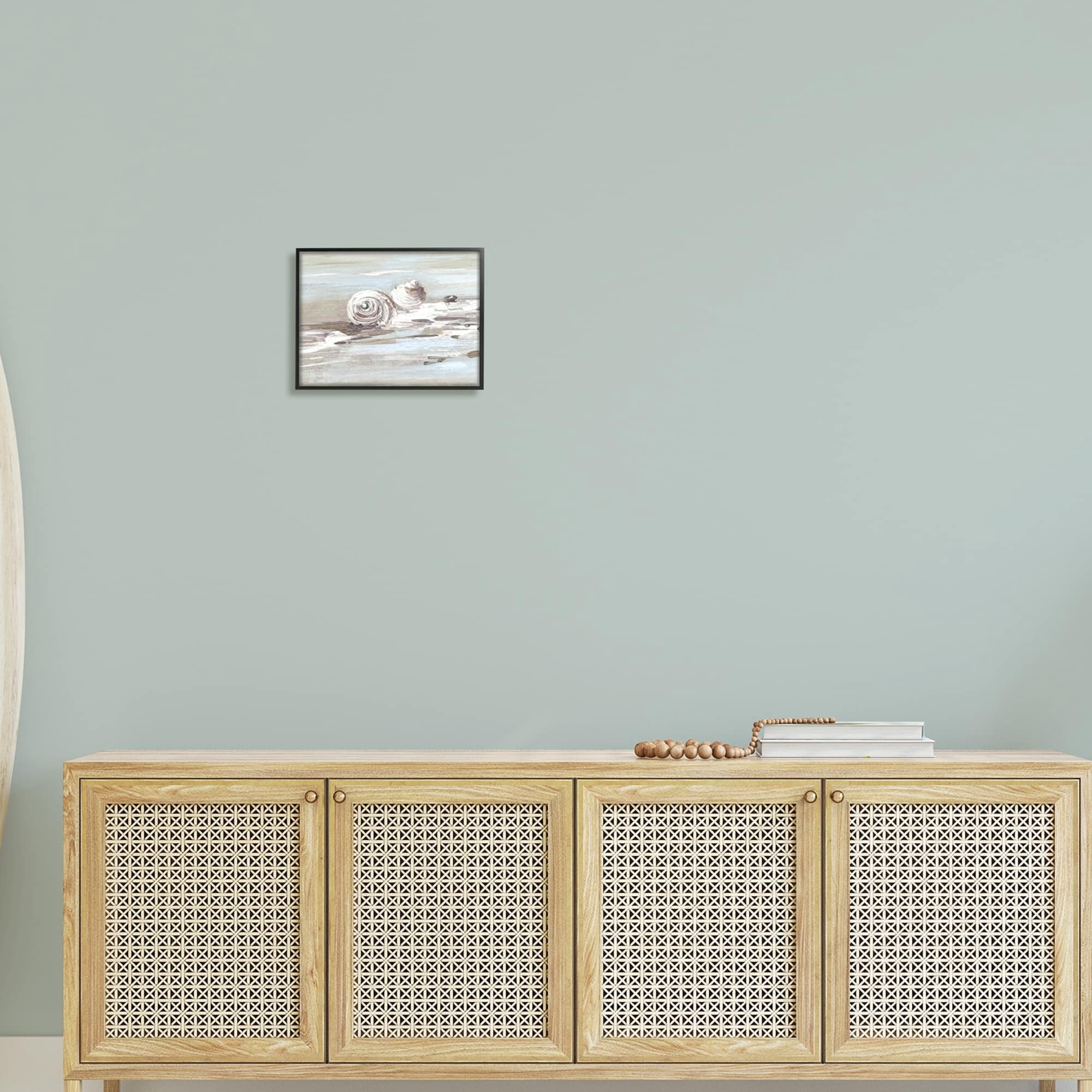 Stupell Industries Still Beach Seashells Brushed Bubbly Shallow Water Waves,30 x 24, Design by Sally Swatland