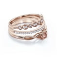 thumbnail image 2 of Infinity Loop 1.50 Carat Round Cut Morganite Engagement Ring, Twisted Wedding Band in 925 Sterling Silver With 18k Rose Gold Plating, Trio Set, Matching Band, Anniversary, 2 of 3