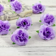 Naler 50 Pcs Purple Stemless Fake Silk Roses,1.6 Artificial Flowers Heads Bulk for Wedding Bouquets Party Birthday Decors