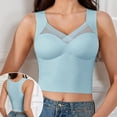 thumbnail image 5 of PInxai Longline Bras for Women Mesh Wide Straps Breathable Smoothing Back Bras Comfy Supportive Built in Bra Tank Tops,Light Blue,L, 5 of 5