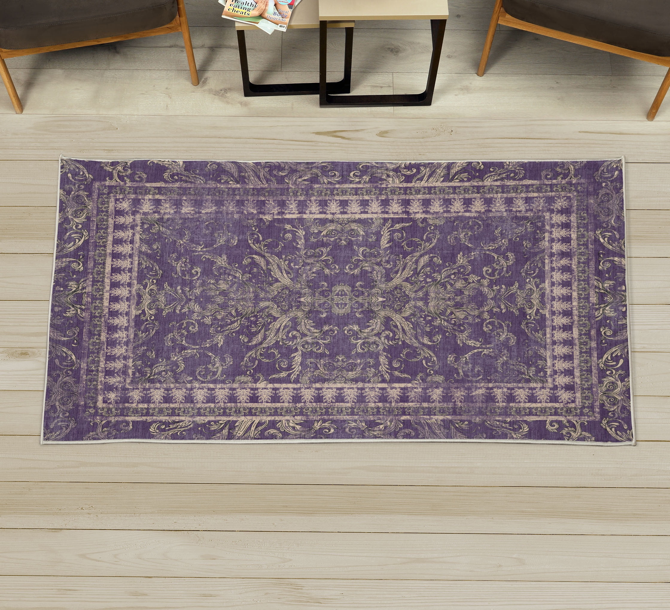 Vintage Decorative Rug, Victorian Style Pattern of Abstract Leaf ...