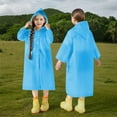 thumbnail image 2 of FAWUUDO Kids Rain with Hooded Reusable Waterproof Lightweight s Kids Boy Girl Raincoat Outwear Blue 3-14 Years, 2 of 7