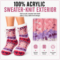 thumbnail image 3 of Girls Chenille Yarn Cabin Socks, Soft Sole Sherpa Lined with Silicone Grippers, PINK, S/M, 3 of 8