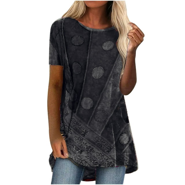 Birdeem Blouse Décontractée Imprimée à Manches Courtes Col Rond T-Shirt