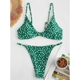 thumbnail image 2 of Zaful for Women Tiny Floral O Ring High Leg Bikini Swimwear Light Green L, 2 of 5