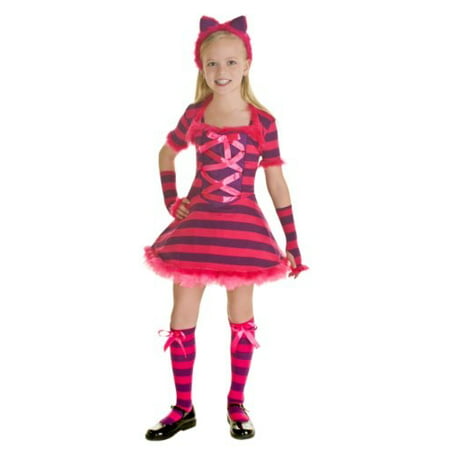 Fun Costumes Girls' Sassy Wonderland Striped Cat Costume M
