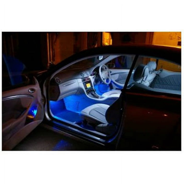 Blue Interior LED Lighting Kit 4-Flexible LED Strips for Inside Cars & Trucks