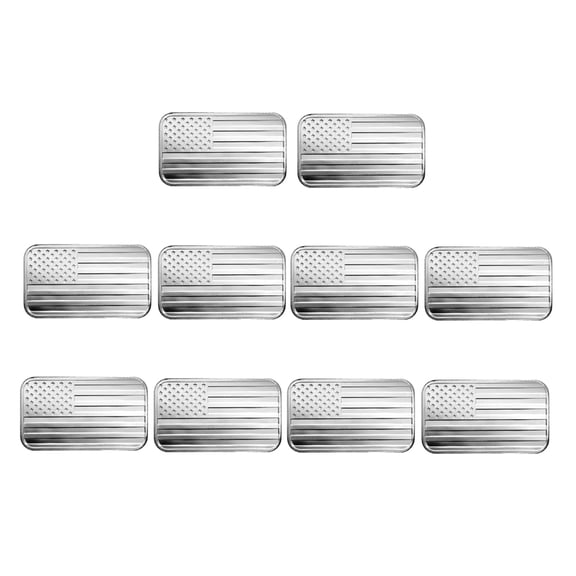1 oz Silver American Flag Bar - Lot of 10