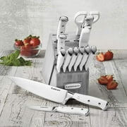Cuisinart C77WTR-15PG Triple Rivet Collection 15-Piece Cutlery Block Set, White/Grey