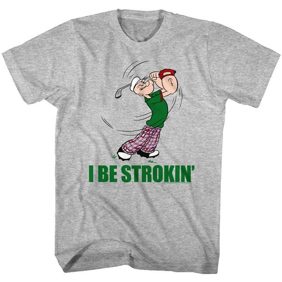 Popeye Strokin' Gray Heather Adult T-Shirt