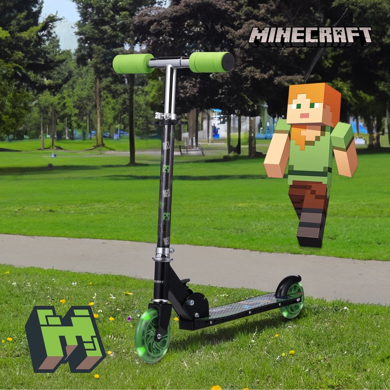 2-Wheel Minecraft Kick Scooter with Light-up Wheels, Foldable