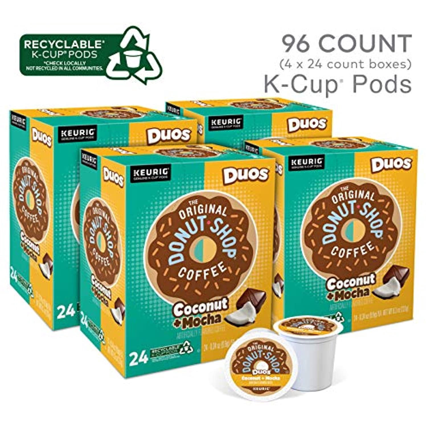 The Original Donut Shop Coconut Mocha, Single-Serve Keurig K-Cup Pods, Flavored Medium Roast Coffee, 24 Count (Pack Of 4)