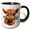 Black/White, variant on 3drose, Cute Highland Cow with Blue Butterflies Illustration, 15oz Two-tone Blue Mug