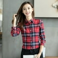 2024 New Fine Cotton Plaid Shirt Female College Style Women's Blouses