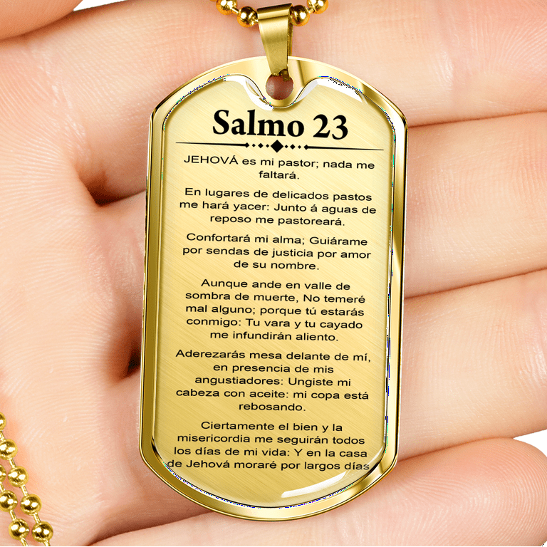 Salmo 23 Psalm 23 Spanish Necklace Stainless Steel or 18k Gold Dog