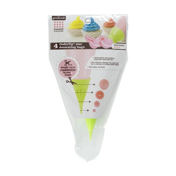 Goodcook Oodle Tip Decorating Bag, Star-Shape, 4-Count