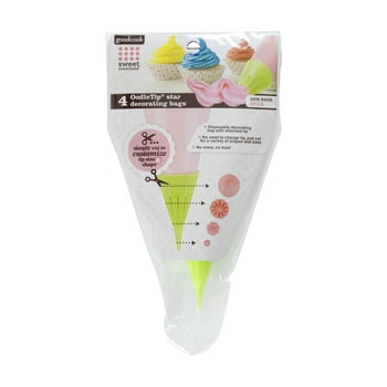 GoodCook Sweet Creations 4-Piece 12" OodleTip Star Decorating Bags Set, Clear/Green