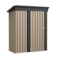 thumbnail image 6 of Vyrox 5' x 3' Metal Outdoor Storage Shed, Steel Garden Tool Shed with Sloping Roof & Lockable Door for Backyard, Garden, Brown, 6 of 7