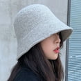 thumbnail image 3 of SPRING PARK Women Elegant Solid Color Thick Wool Bucket Hat Warm Drawstring Fisherman Vintage Knitted Basin Cap, 3 of 7