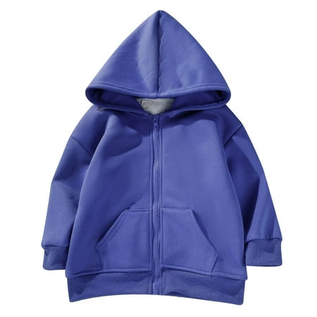 

QIPOPIQ Girls Clothes Clearance Toddler Kids Baby Boys Girls Fashion Cute Solid Color Plush Lining Pocket Zipper Jacket Hoodie Coat