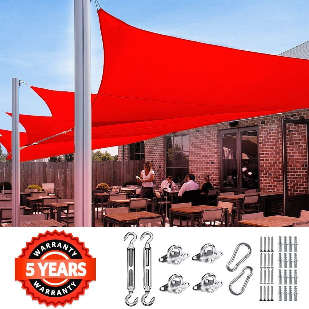 Quictent 20x20ft 185G HDPE Rectangle Sun Shade Sail 98 UV Block with