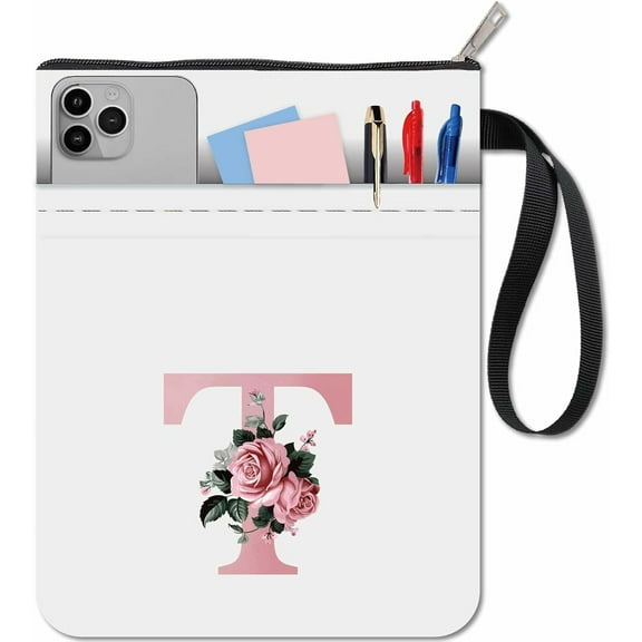 1pc Letter T Flower Book Sleeve Book Protector with Zipper Waterproof Canvas Pouch Covers for Books Lovers Paperbacks Hardcover Notebook Bible Journal Textbooks Washable Student 8.66 x 11 Inch