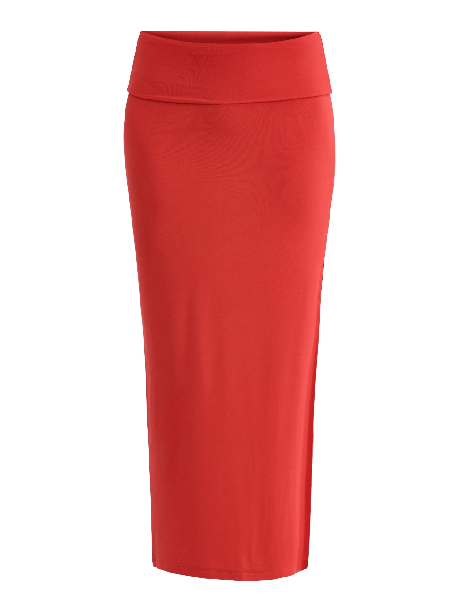 No Boundaries Knit Foldover Slit Maxi Skirt, Women's and Women’s Plus