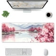 thumbnail image 2 of Floral Cherry Blossom Mouse Pad - Beautiful Mountain Landscape Gaming Mousepad 31.5 x 11.8 Inch Floral Sakura Flowers Desk Pad Desk Mat Extended Keyboard Mousepad for Home Office, 2 of 5