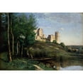 thumbnail image 2 of Jean-Baptiste-Camille Corot 24x18 Gold Ornate Framed and Double Matted Museum Art Print Titled - Ruins of the Chateau De Pierrefonds (1825-1872), 2 of 4