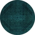 thumbnail image 1 of Ahgly Company Machine Washable Indoor Round Abstract Turquoise Blue Modern Area Rugs, 6' Round, 1 of 4