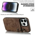 thumbnail image 6 of Nalacover for iPhone 13 Pro, Wallet with RFID Credit Card Holder and Zipper Pocket,Drop Protection Flip Cover Ring Holder Kickstand with Double Magnetic Clasp For iPhone 13 Pro, Brown, 6 of 12