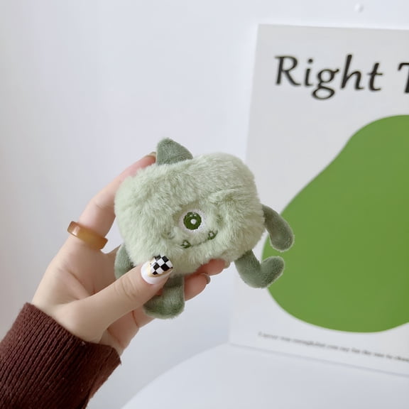 GJX Plush Cartoon Earphone Cases for Airpods Pro 3 2 1 Case Cute Furry Animals for Airpods Pro 2 Protective Cover Girl(Green,For Airpods Pro)
