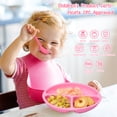thumbnail image 6 of Sangdo Baby Led Weaning Supplies Baby Feeding Set Toddlers Silicone Suction Plate and Bowl, Adjustable Bib, First Stage Spoon Fork, Pink, 6 of 9