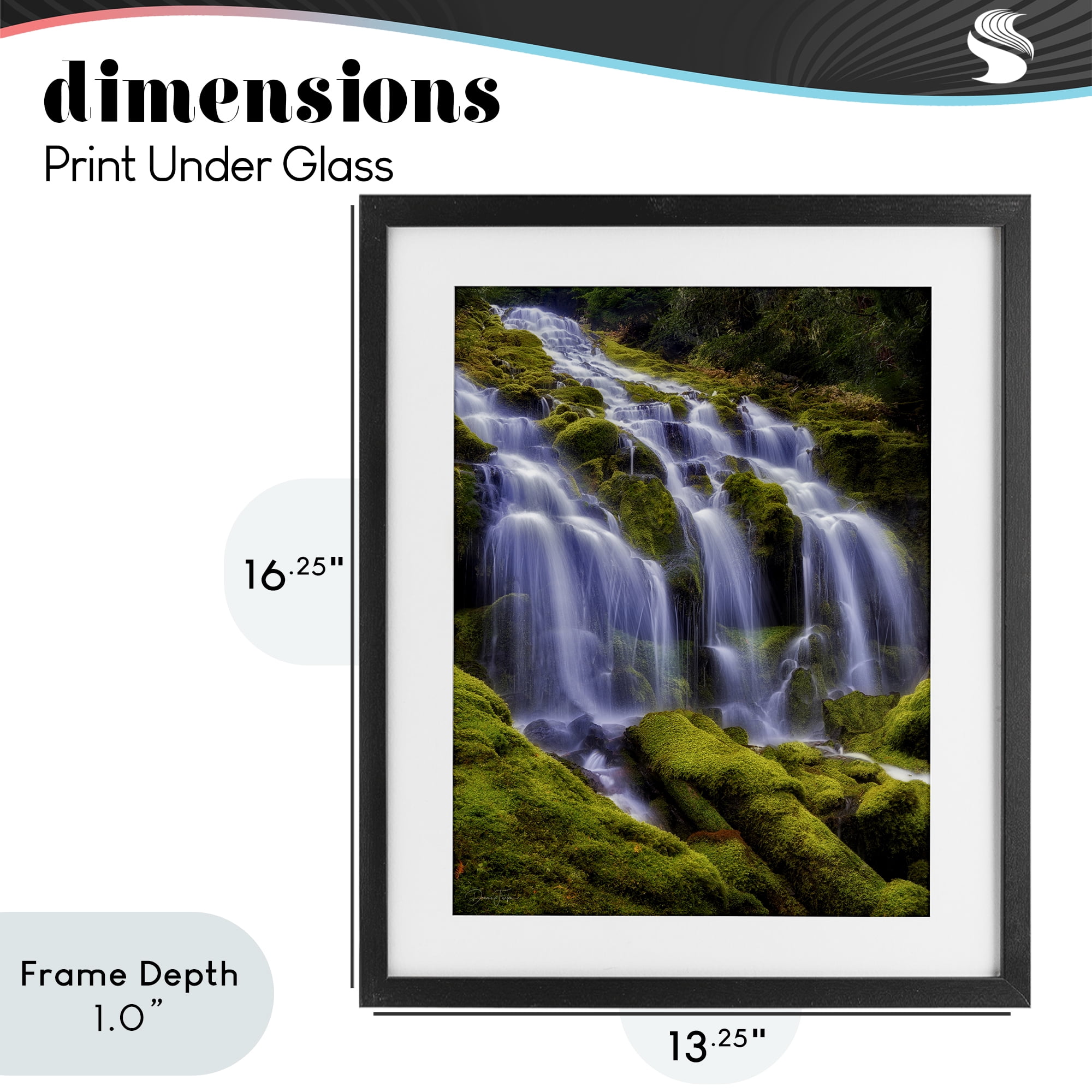 Stupell Industries Upper Proxy Falls Black Framed Print Under Glass, design by Dennis Frates