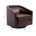 thumbnail image 2 of Wovenbyrd Classic Barrel Swivel Chair Dark Brown Faux Leather Faux Leather, 2 of 6