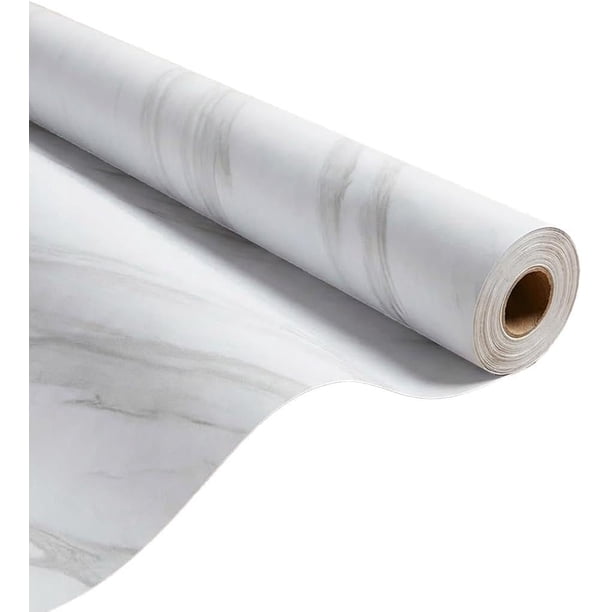 Papel Tapiz Azulejo Mármol Rollo Vinil Adhesivo 10m X 60cm Gris Claro con Gris Piedra