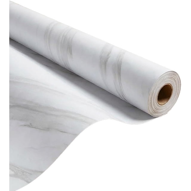 Papel Tapiz Azulejo Mármol Rollo Vinil Adhesivo 10m X 60cm Gris Claro con Gris Piedra
