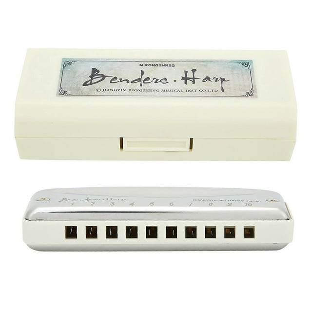 Harmonica blues 10 trous, clé de Fa, acier inoxydable, résine ABS, instrument à vent, blanc