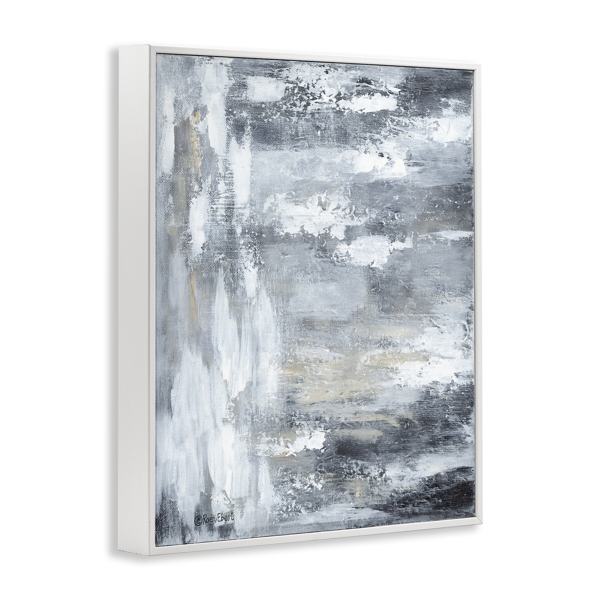 Stupell Industries Grey Brushed Abstraction Abstract Painting White Framed Art Print Wall Art, 11 x 14