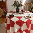 thumbnail image 5 of Yhmxh Christmas Round Tablecloth 48×48 Inch Round, Red and White Checkered Table Cloth, Waterproof Table Cover for Picnic Birthday Wedding Baby Shower Party Tablecloth, 5 of 7