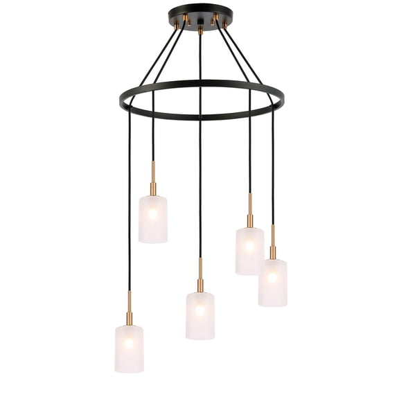 Woodbridge Lighting Elise 5-Light Opal Glass & Steel Chandelier in Brass/Bronze