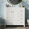 thumbnail image 6 of Harper & Bright Designs 36" Bathroom Vanity with Ceramic Sink Combo, Bathroom Cabinet with Ceramic Top and 5 Drawers & 2 Soft Close Doors, White, 6 of 16