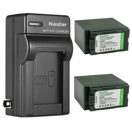 Kastar 2-Pack CGA-D54 Battery and AC Wall Charger Replacement for Panasonic NV-MX1000 NV-MX2500 NV-MX5000 AJ-PCS060G AJ-PX270 AJ-PX270PJ HDC-Z10000 HDC-Z10000GK HDC-Z10000P HDC-Z10000E
