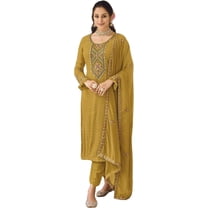 Ready to Wear Indian Pakistani Shalwar Kameez Suits Designer Trouser Pant Dress ( Yellow, XXL - 46 )