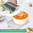 thumbnail image 3 of Yayeee Pot Holders Kitchen Heat Resistant with Pocket 7"x9.8" Cotton Oven Cooking Hot Pads, Navy Blue Stripes, 3 of 7