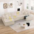 thumbnail image 4 of NeoKo Cloud Couch Sectional Modular Sofa, 132" Comfy Boneless Sectionals for Living Room, Modern Plush Memory Foam U Shaped Sofa Corduroy Sectional Floor Couch with Chaise Lounge, Beige, 4 of 8